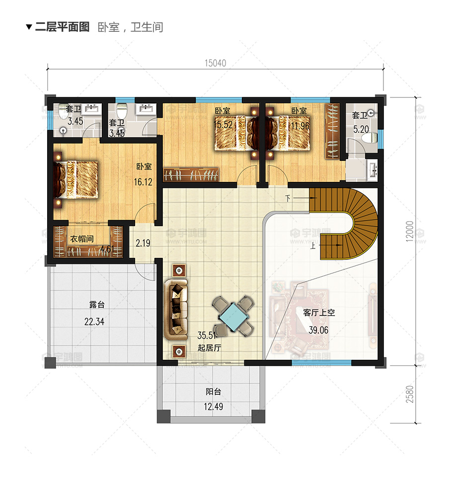 180平新農(nóng)村復(fù)式小別墅設(shè)計圖紙，清新淡雅外觀效果圖