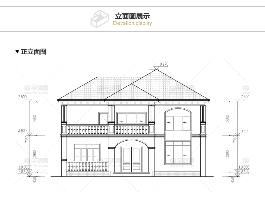 180平新農(nóng)村復(fù)式小別墅設(shè)計圖紙，清新淡雅外觀效果圖